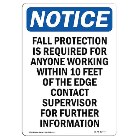 OSHA Notice Sign, Fall Protection Is Required For, 7in X 5in Decal
